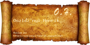 Oszlányi Henrik névjegykártya